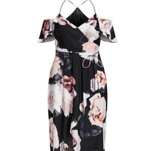 NEW City Chic Floral Wrap Maxi Dress Women's Black Size XXL/24